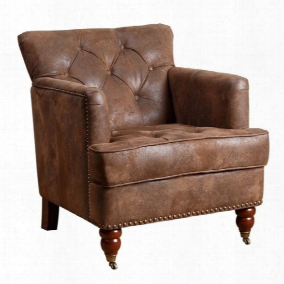 Abbyson Living Misha Tufted Fabric Accent Chair In Antique Brown