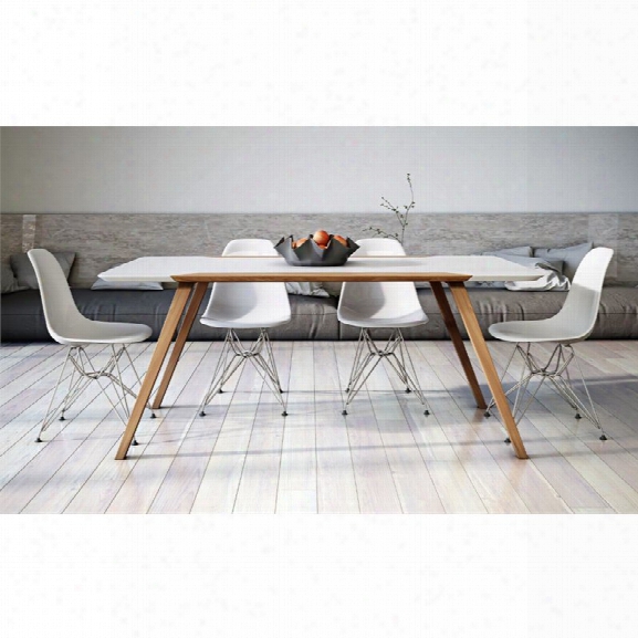 Aeon Furniture Andrew 5 Piece Dining Set In Glossy White And Ash