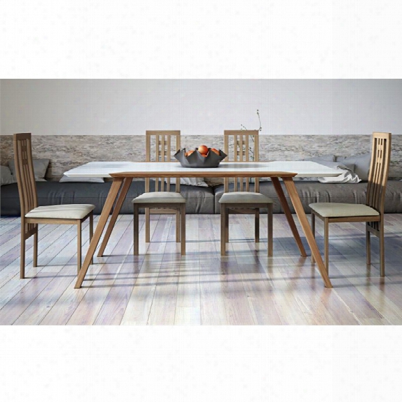 Aeon Furniture Andrew 5 Piece Dining Set In White And Walnut