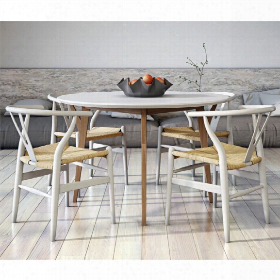 Aeon Furniture Steve 5 Piece Dining Set In White And Ash