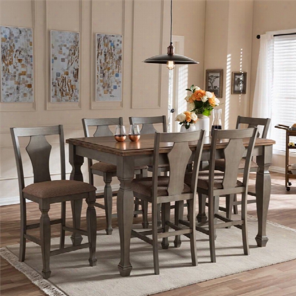 Arianna 7 Piece Counter Height Dining Set In Light Brown