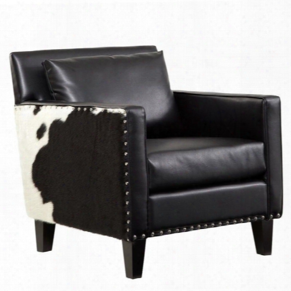 Armen Living Dallas Leather Sofa Chair With Cowhide Side Panels In Black