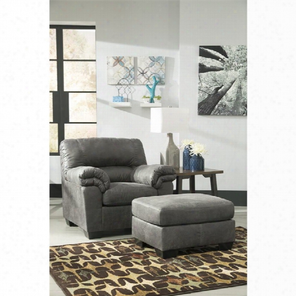 Ashley Bladen Accent Chair With Ottoman In Slate