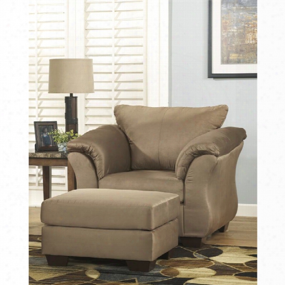 Ashley Darcy Accent Chair With Ottoman In Mocha