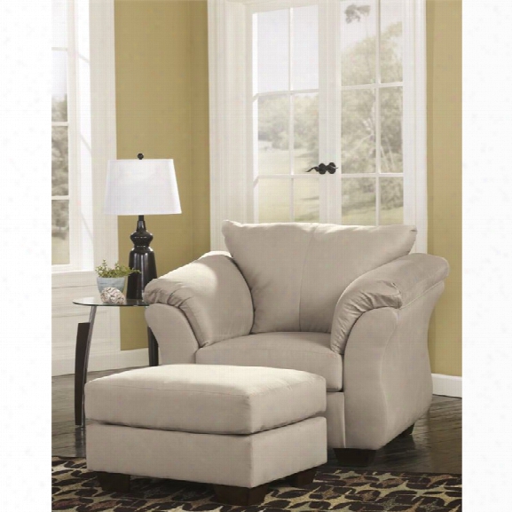 Ashley Darcy Accent Chair With Ottoman In Stone