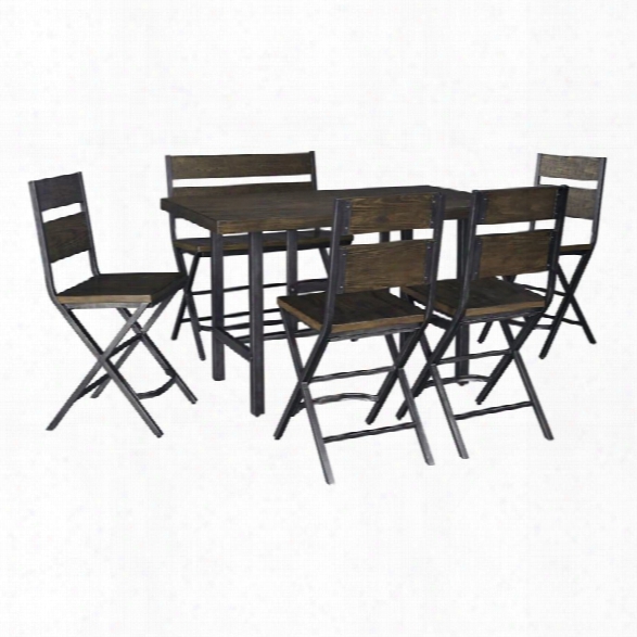 Ashley Kavara 6 Piece Counter Height Dining Set In Medium Brown