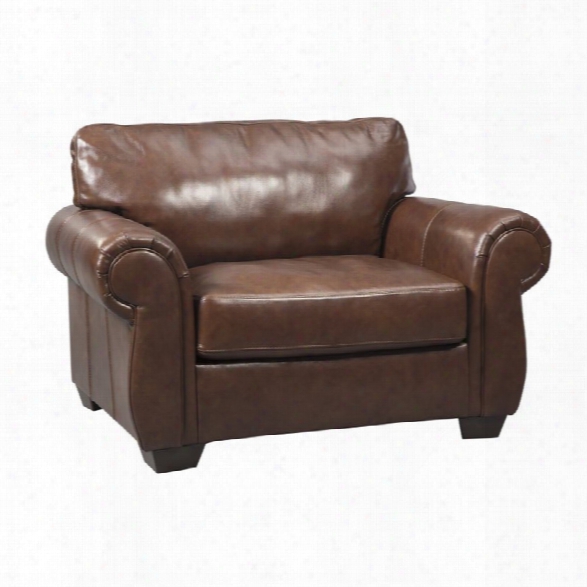 Ashley Lugoro Leather Accent Chair In Saddle