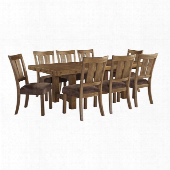 Ashley Tamilo 9 Piece Dining Set In Gray  And Brown