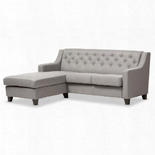 Baxton Studio Arcadia Fabric Upholstered Sectional Sofa In Gray