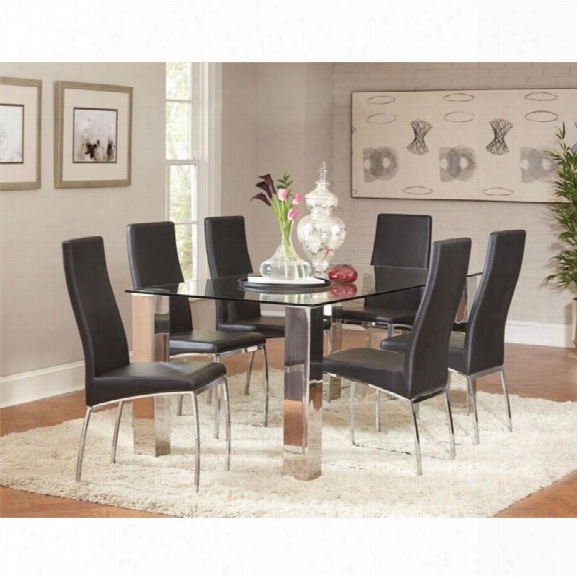 Coaster 5 Piece Glass Top Dining Set In Black And Chrome