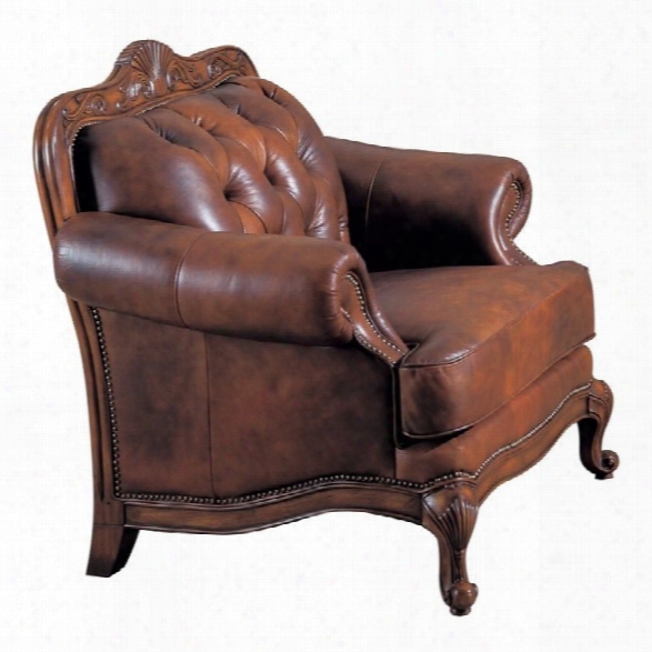 Coaster Furniture Classic Tufted Leather Arm Chair In Brown