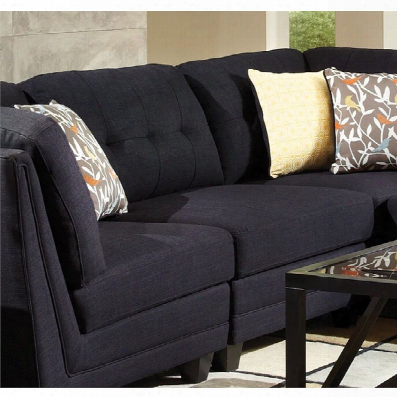 Coaster Keaton Sectional Tufted Armless Chair In Midnight Blue