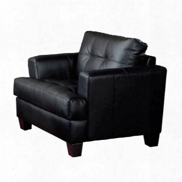 Coaster Samuel Tufted Leather Club Chair In Black