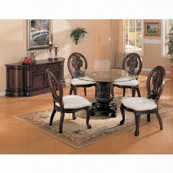 Coaster Tabitha 5 Piece Glass Top Dining Table Set In Dark Cherry