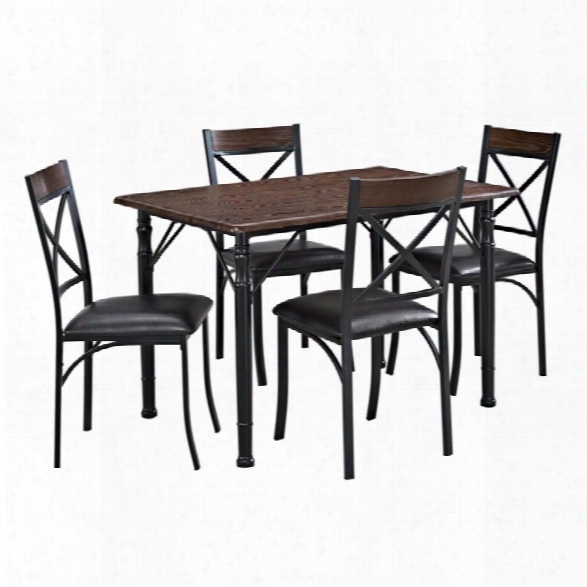 Dorel Living 5 Piece Dining Set In Espresso And Black