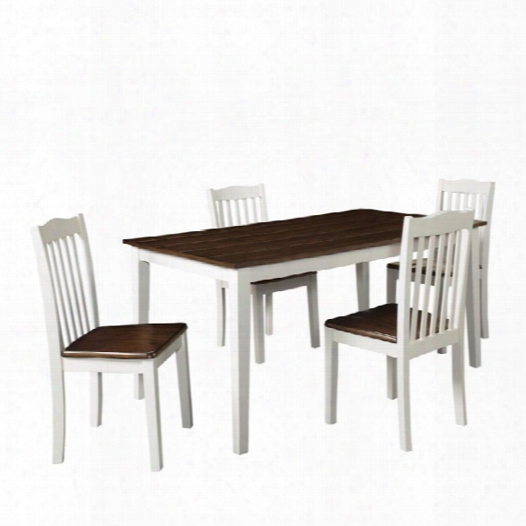 Dorel Living Shiloh 5 Piece Dining Set In Grain And White