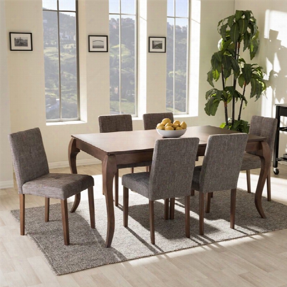 Elsa 7 Piece Dining Set In Brown