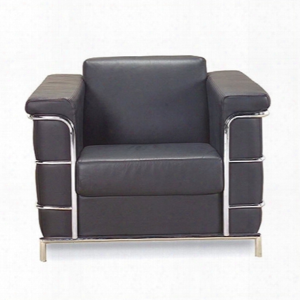 Eurostyle Leander I Leather Club Arm Chair In Black