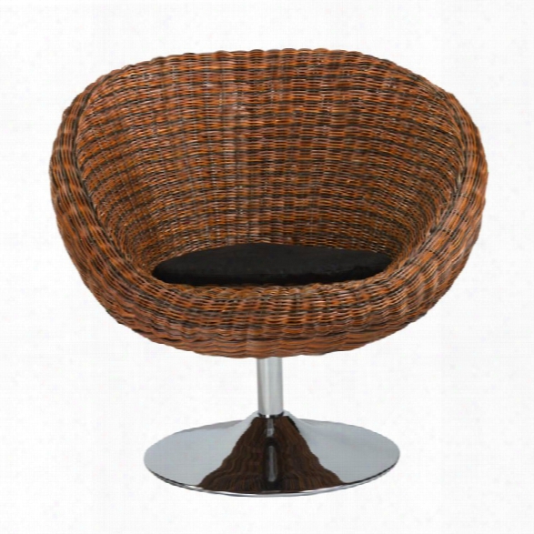 Eurostyle Oliana Swivel Chair In Triple Brown Rattan