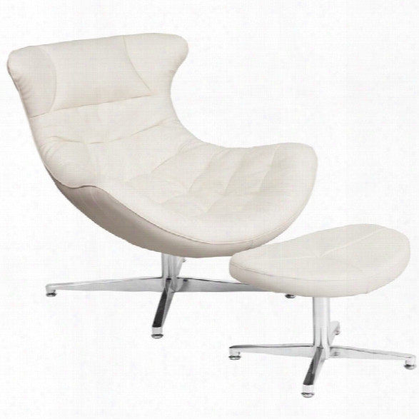 Flash Furniture Leather Cocoon Chair And Ottoman In White