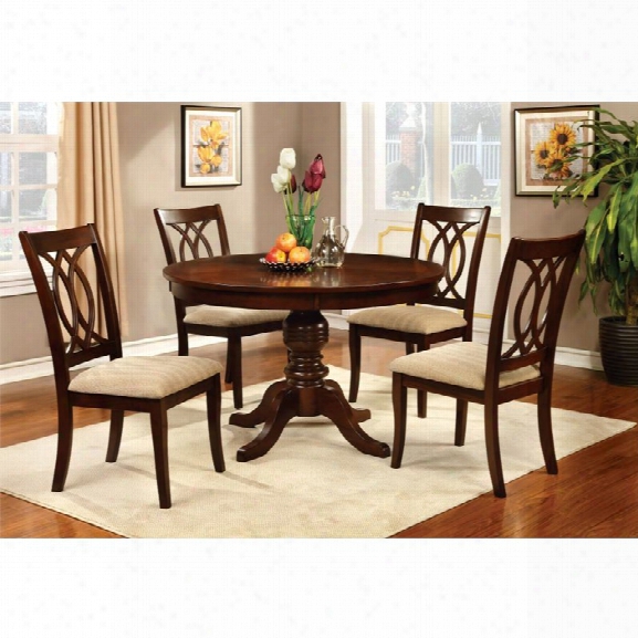 Furniture Of America Amersty 5 Piece Dining Set In Brown Cherry