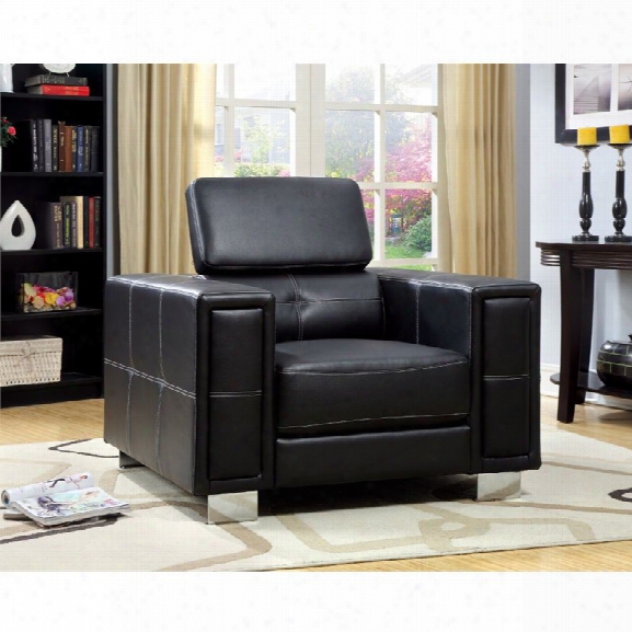 Furniture Of America Arthur Leather Adjustable Accent Chair In Black