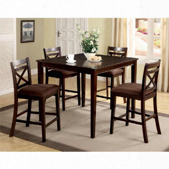 Furniture Of America Dien 5 Piece Counter Height Dining Set