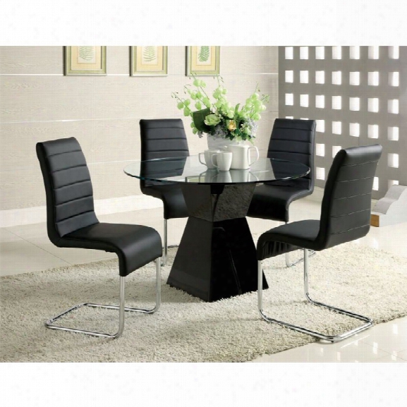 Furniture Of America Dorazio 4 Piece Glass Top Dining Table In Black