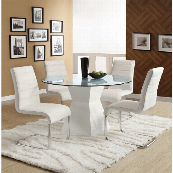 Furniture Of America Dorazio 4 Piece Glass Top Dining Table In White