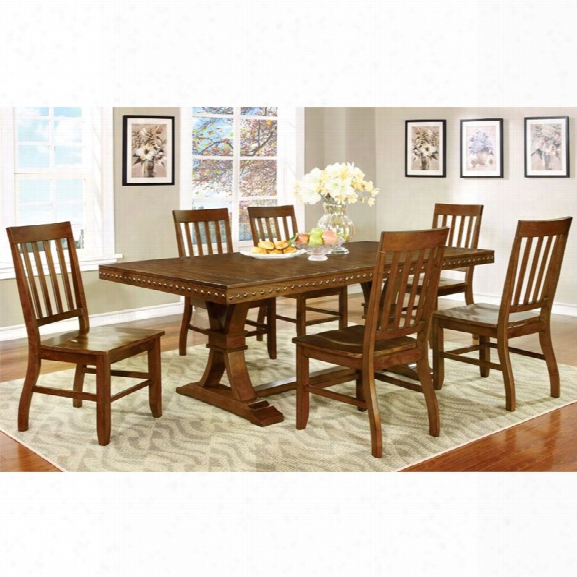 Furniture Of America Duran 7 Piece Dining Set In Natural Wood