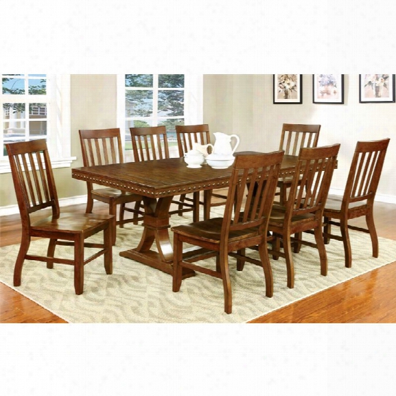 Furniture Of Amercia Duran 9 Piece Dining Set In Natural Wood