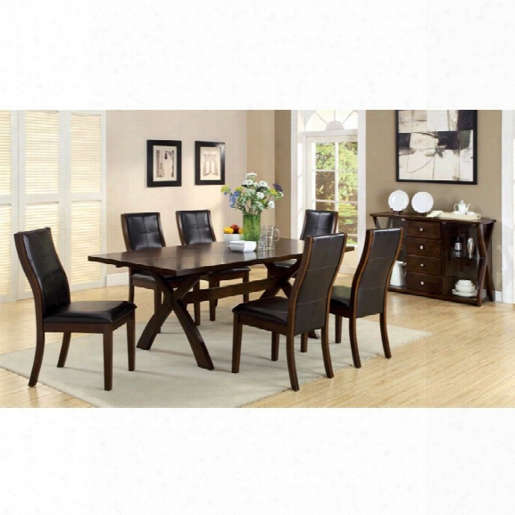 Furniture Of America Egnew 7 Piece Extendable Dining Set In Dark Oak