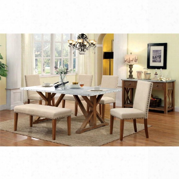 Furniture Of America Georgie 6 Piece Dining Set In Natural Tone