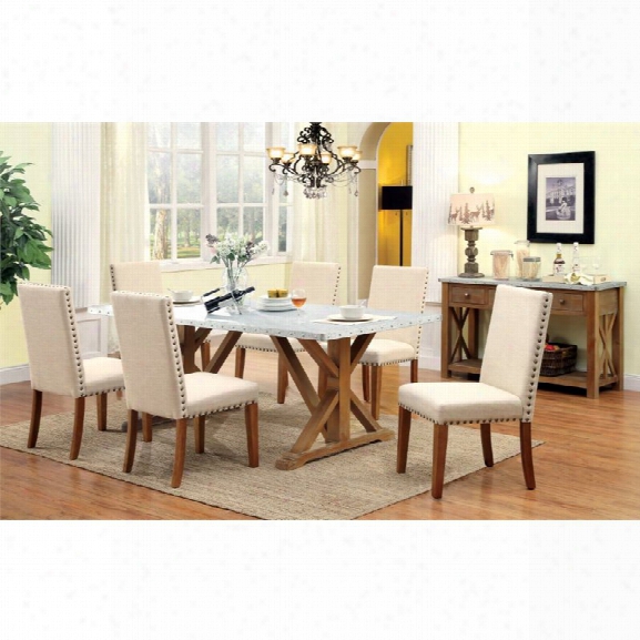 Furniture Of America Georgie 7 Piece Dining Set In Natural Tone