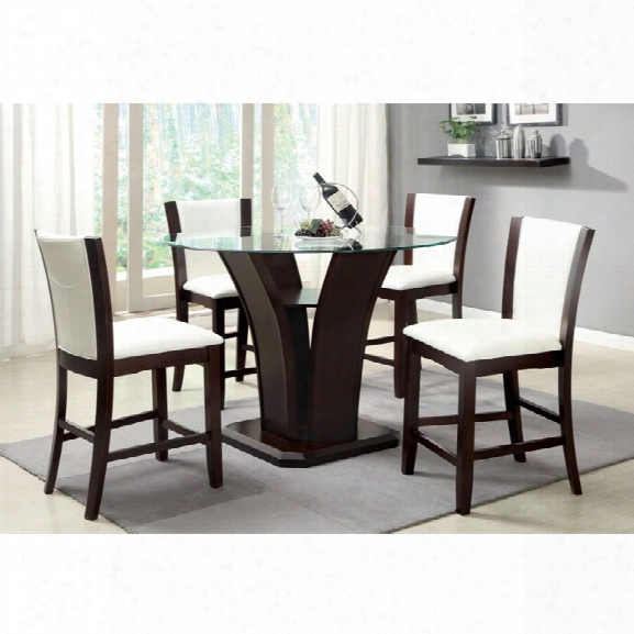 Furniture Of America Hartstock 5 Piece Counter Height Dining Set