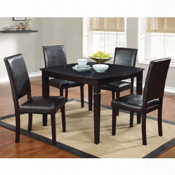 Furniture Of America Hibter 5 Piece Dining Set In Dark Cherry