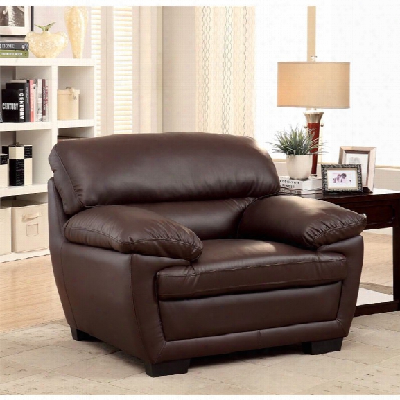 Furniture Of America Jamison Faux Leather Accent Chair In Brown