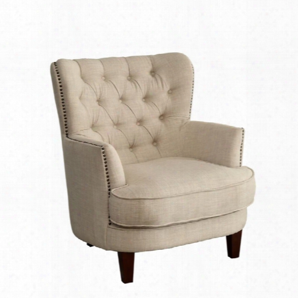 Furniture Of America Kellin Tufted Wingback Accent Chair In Ivory