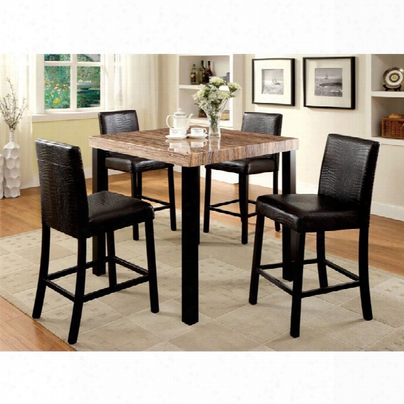 Furniture Of America Kenneth 5 Piece Counter Height Dining Set