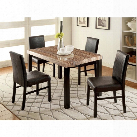 Furniture Of America Kenneth 5 Piece Dining Set In Black