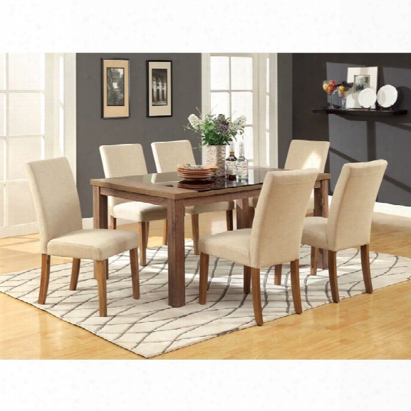 Furniture Of America Kiracha 7 Piece Dining Set In Ivory