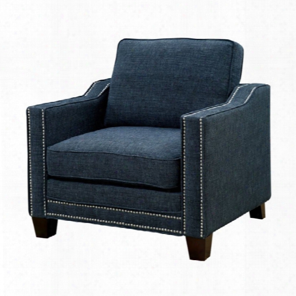 Furniture Of America Landrum Chenille Accent Chair In Blue