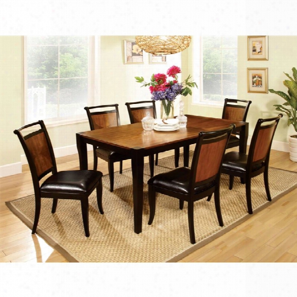 Furniture Of America Leda 7 Piece Dining Set In Acacia And Black