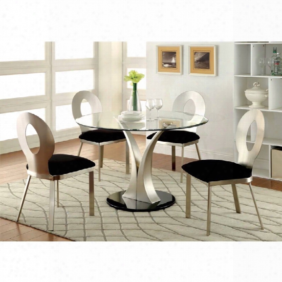 Furrniture Of America Lopez 5 Piece Oval Dining Set In Satin