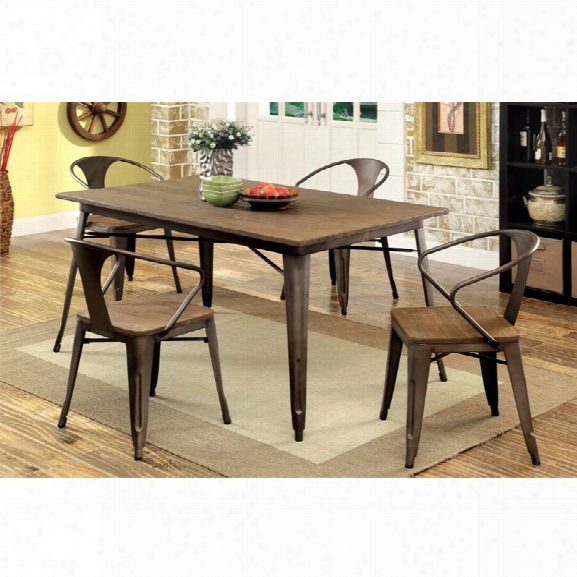 Furniture Of America Mayfield 5 Piece Dining Set In Natural Elm