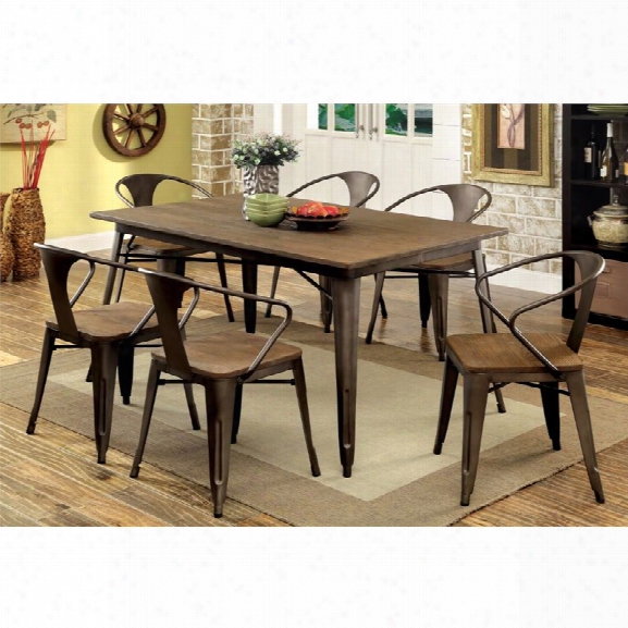 Furniture Of America Mayfield 7 Piece Dining Set In Natural Elm