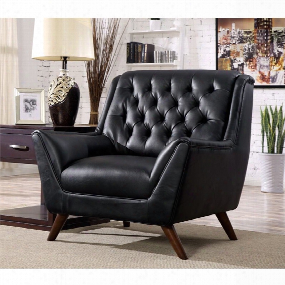 Furniture Of America Mayfield Tufted Leather Accent Chair In Black