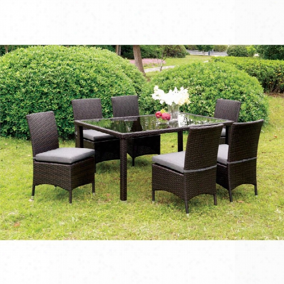 Furniture Of America Mille 7 Piece Patio Dining Set In Gray