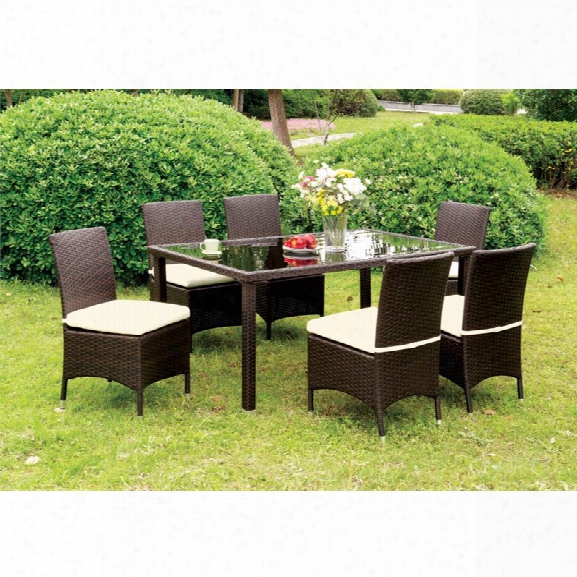 Furniture Of America Mille 7 Piece Patio Dining Set In White