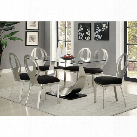 Furniture Of America Myer 7 Piece Dining Set In Chrome